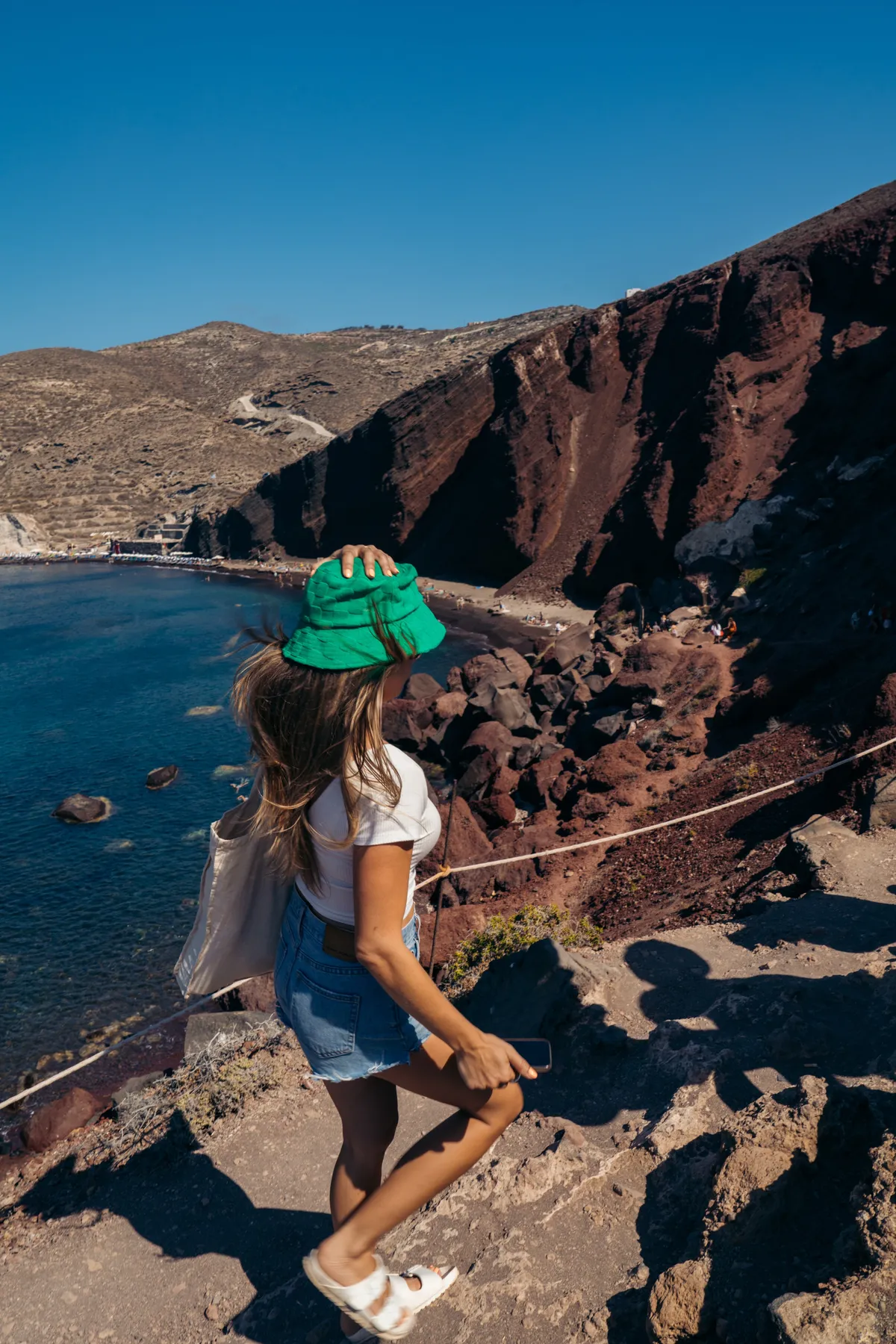 Red Beach Santorini volcanic cliffs