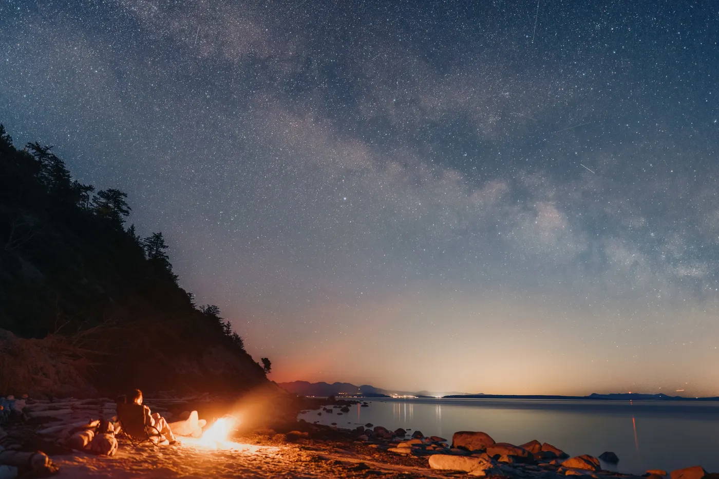 Milky Way galaxy over Savary Island BC beach Sunshine Coast astrophotography dark sky