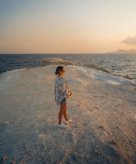 Sarakiniko sunset golden hour